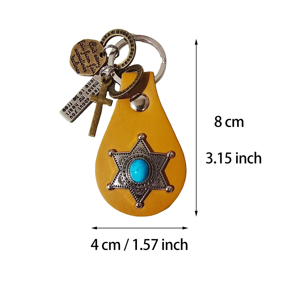 Handmade Originality Leather Key Chains Car Motorcycle Keychain Creative Home Small Gift Pendant Key Conchos Accessories