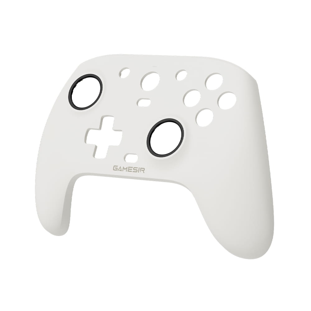 Weiße Silikon-Controller-Griffauflage mit schwarzen Anti-Reibungsringen um Analogsticks und das Steuerkreuz, kompatibel mit dem Gamesir G7 Pro Tragetaschen-Zubehör für Xbox Series.