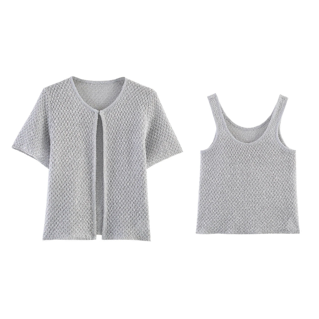 Women's Clothing 2025 New Style European And American Fashion Simple Pearl Decoration Knitted Top Knitted Vest