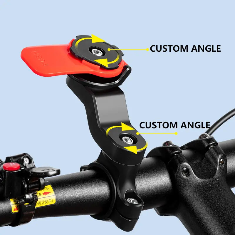 red and black adjustable bicycle handlebar mount with customizable angles for magnetic bike phone mount universal handlebar gps holder
