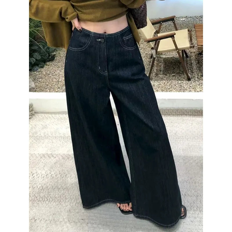 Wide Leg Jeans Women's 2026 Spring High Waist American Spice Girls Loose Straight Wide Leg Pants