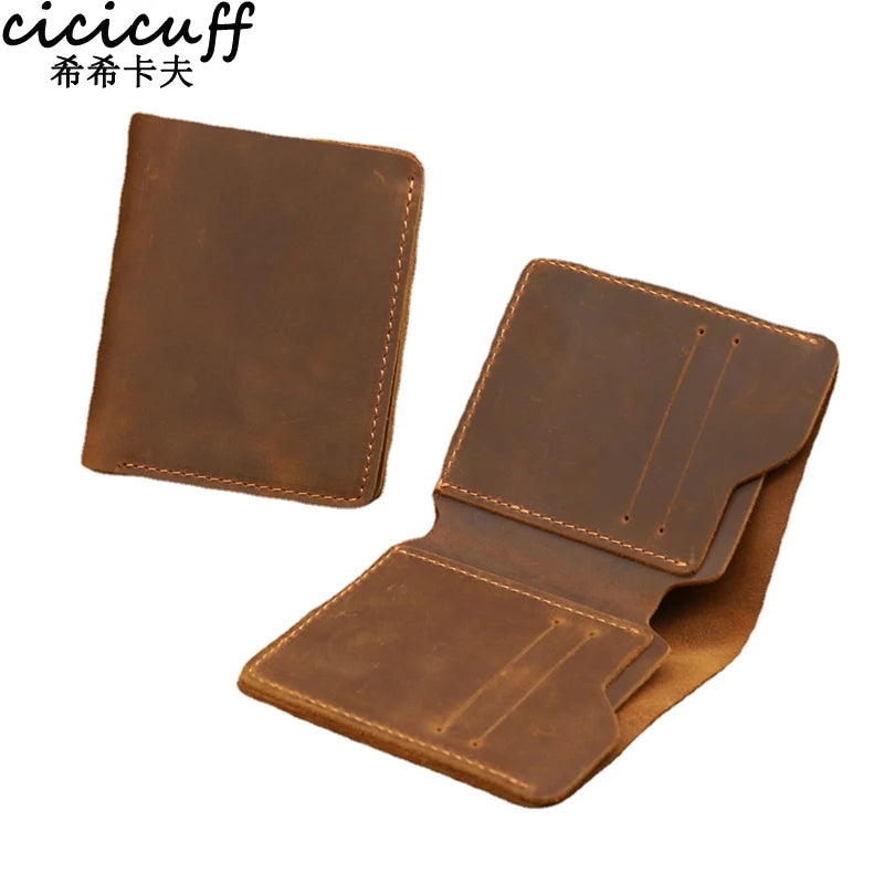 Top Genuine Leather Men's Wallet Retro Driving Licence Wallets for Men Durable Leather Portfel Male Cartera Hombre Purse for Men