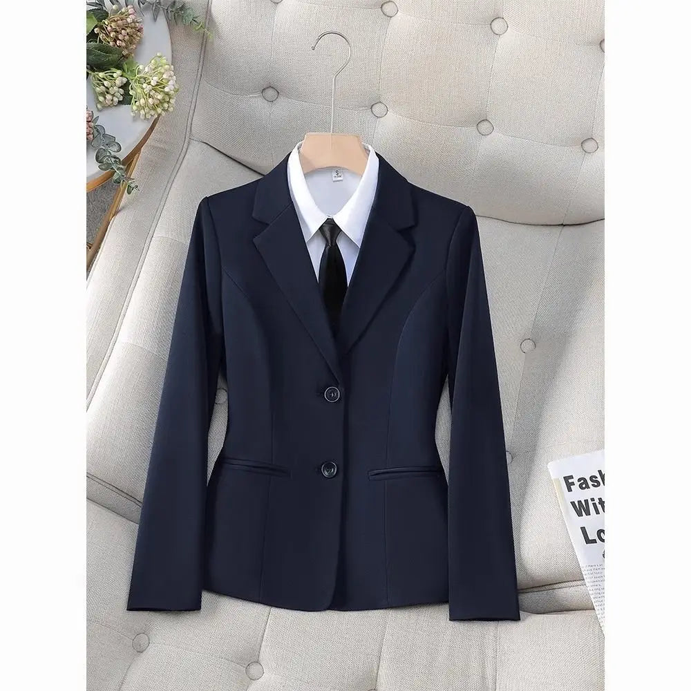 Professional Black Suit Jacket for Women Spring New Style Interview Formal Wear Government Employee Long Sleeve Chinese Produ...