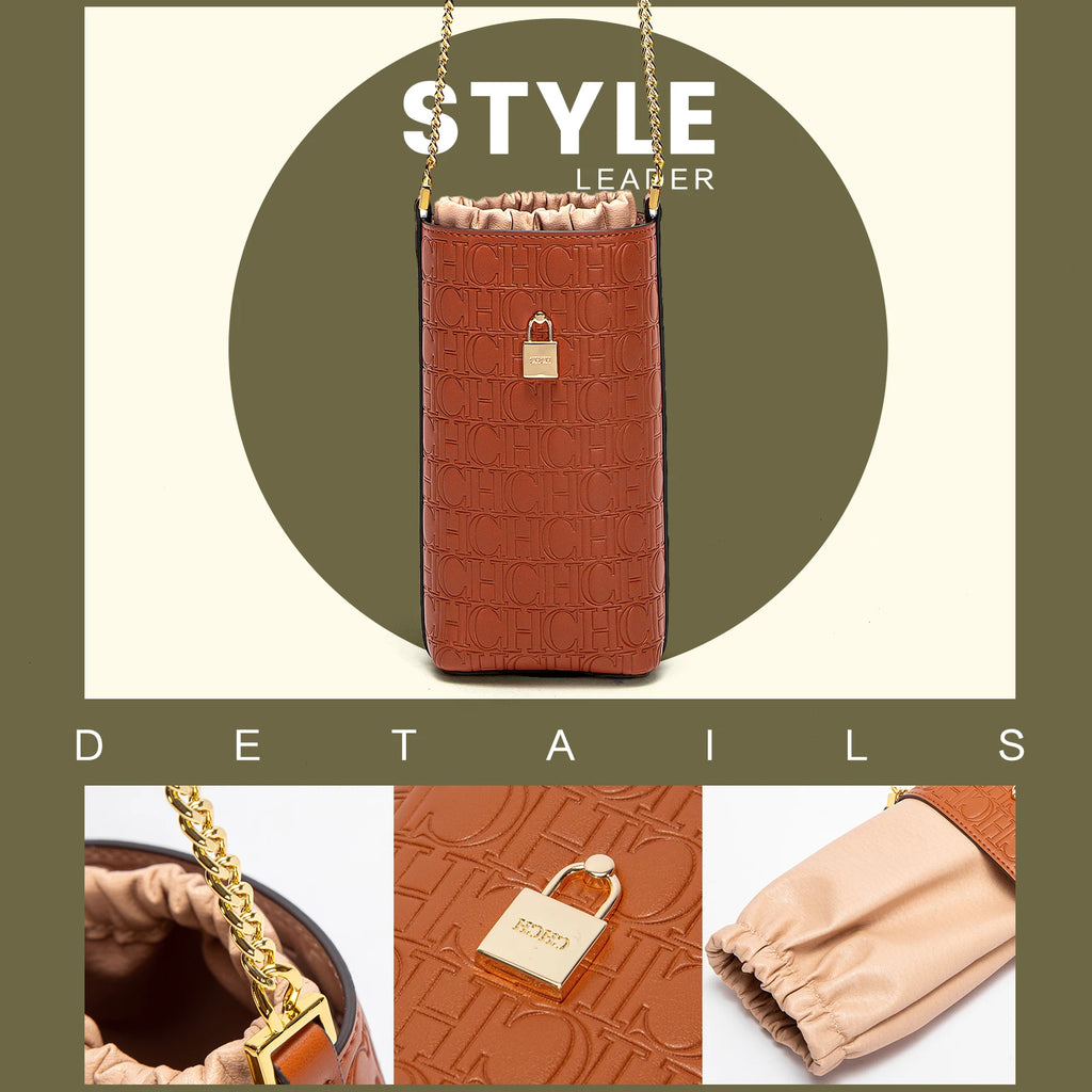 Leather Shoulder BagsEmbossed  Motifs Vintage-Inspired Designs with Gold-Toned Locks Textured Chains Chic Functional Details