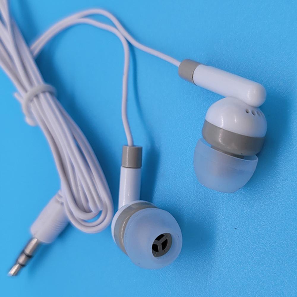 Auriculares intrauditivos con cable blancos y grises con conector de audio de 3,5 mm, con acabado mate de plástico
