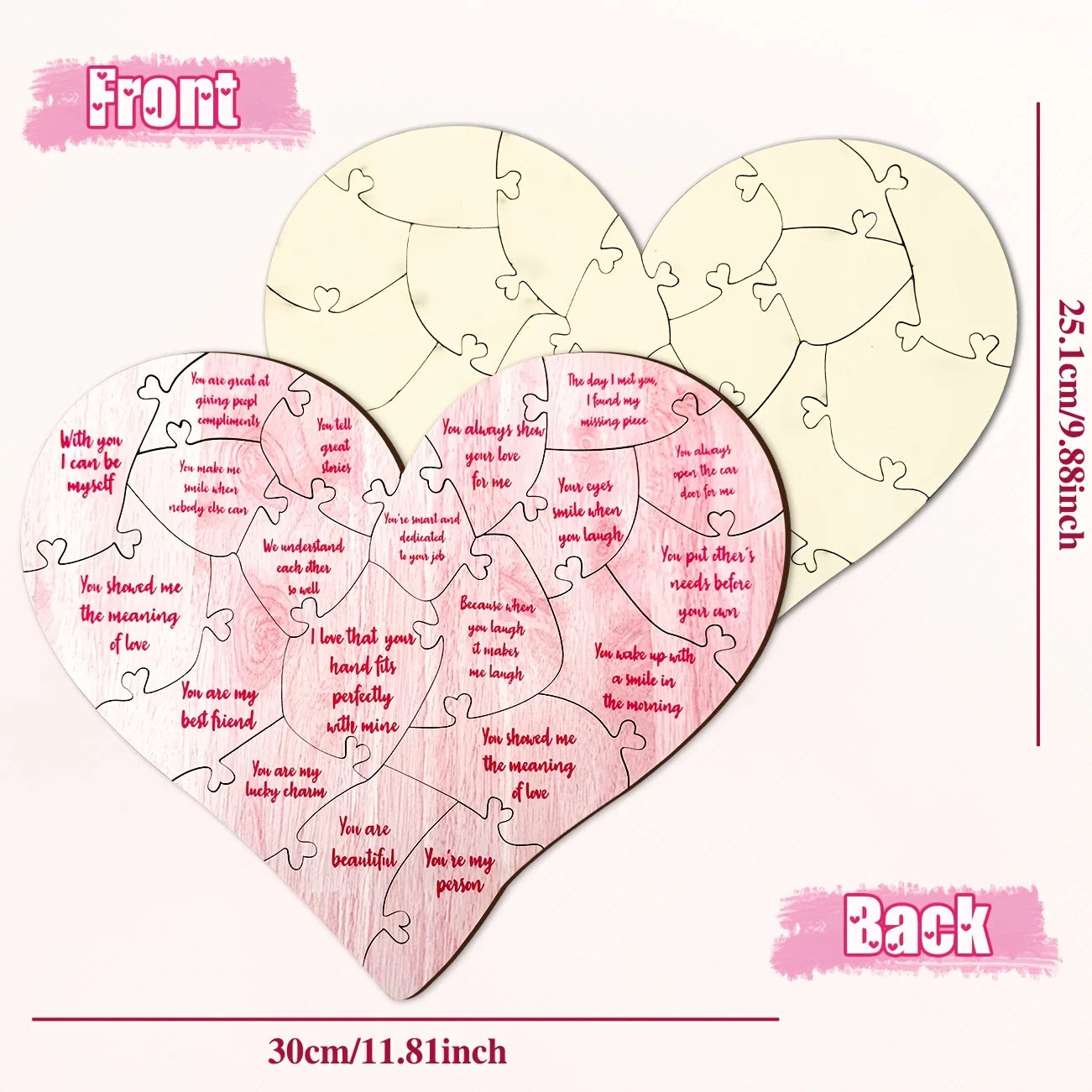 Valentines Day Decor Valentines Day Heart Puzzle Valentine's Day Wooden Hearts Valentine Rustic Wooden Love Heart Centerpieces