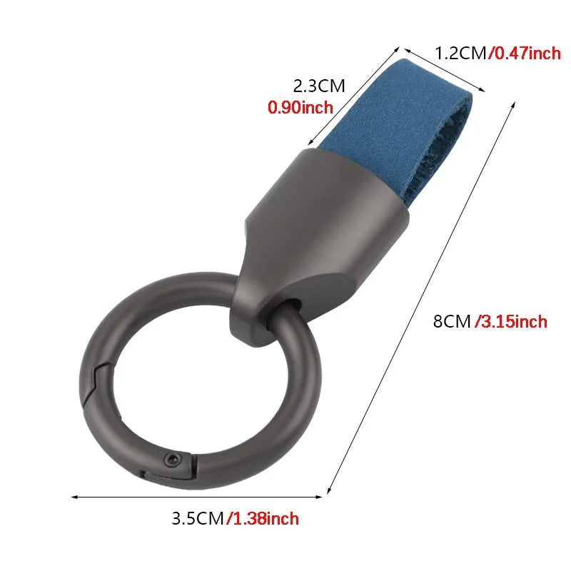 Frosted Cowhide Leather Keychains for Women Men Waist Belt Buckle Carabiner Car Pendant Key Chains Keyring Bag Charm Gifts