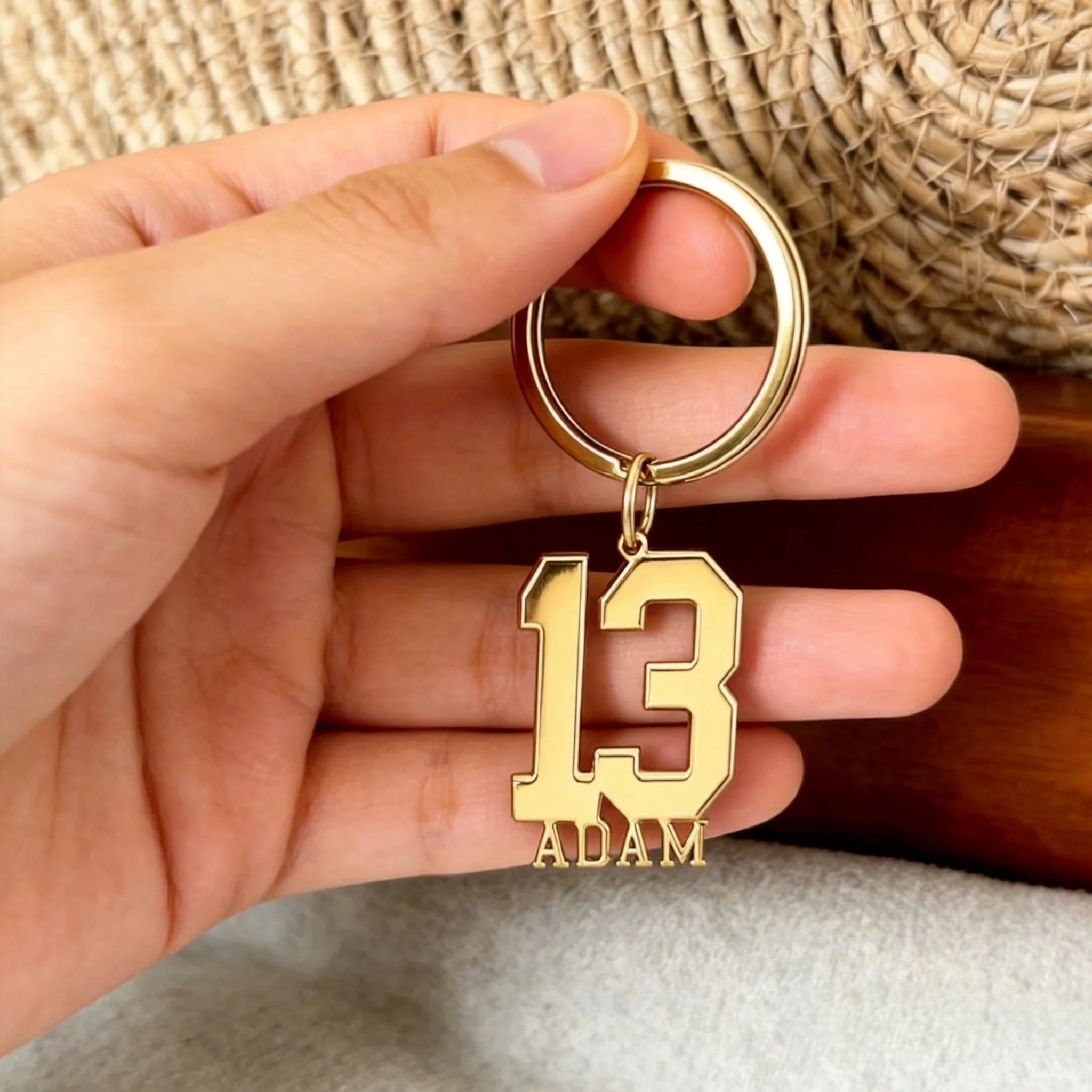 Custom Number& Name Keychain Personalized Fashion Sports Key Chain Dainty Couple Boyfriend Gift Perfect Anniversary Present