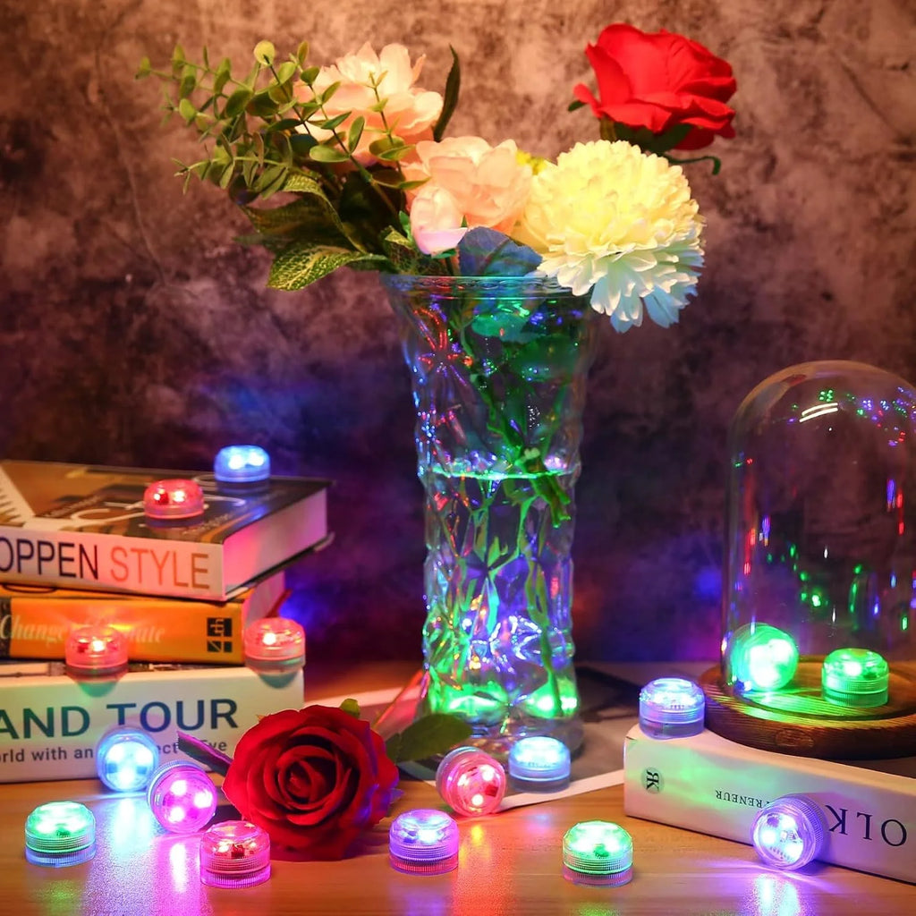 1/2/4/6/8/10 Submersible LED Lamp, RGB Waterproof Color-Changing Tea Lamp with Remote Control, Battery-Powered Mini Lamp