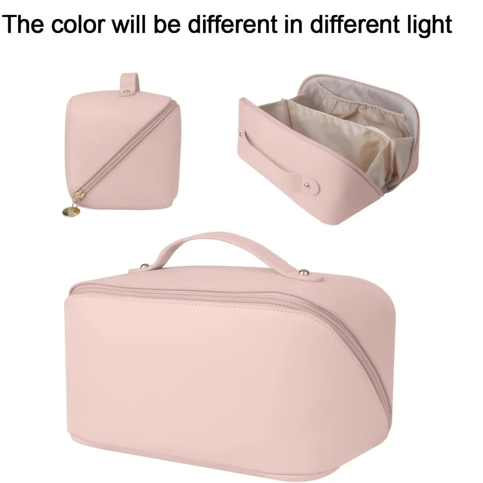 Large Travel Cosmetic Bag For Women Leather Makeup Organizer Female Toiletry Kit Bags Make Up Case Storage Pouch Luxury Lady Box