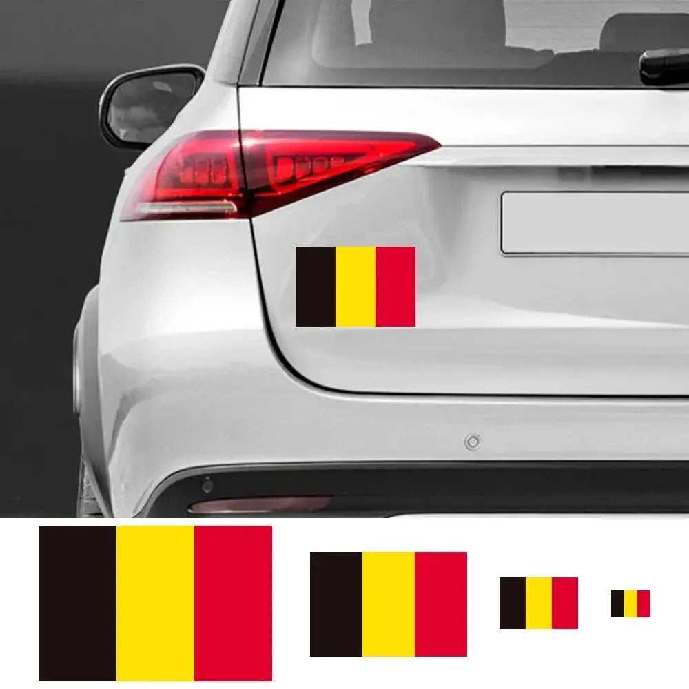 black yellow and red vertical striped belgian flag car sticker made of pvc with waterproof decal material