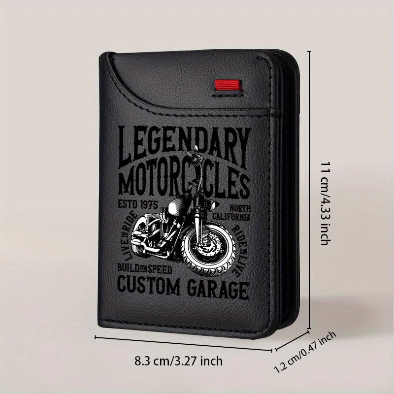 1pc Men'S Retro Faux Leather Wallet - Stylish Vintage Motorcycle Theme - Slim And Soft Design with Various Card Slots, Business
