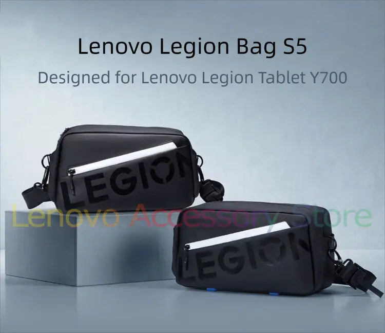 black lenovo legion tablet waterproof messenger bag featuring a sleek and compact design with bold legion lettering across the front
