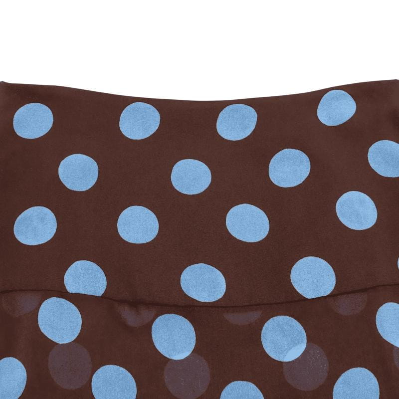 Brauner Chiffon-Damen-Polka-Dot-Midi-Rock mit hellblauen Punkten in ausgewählter Größe