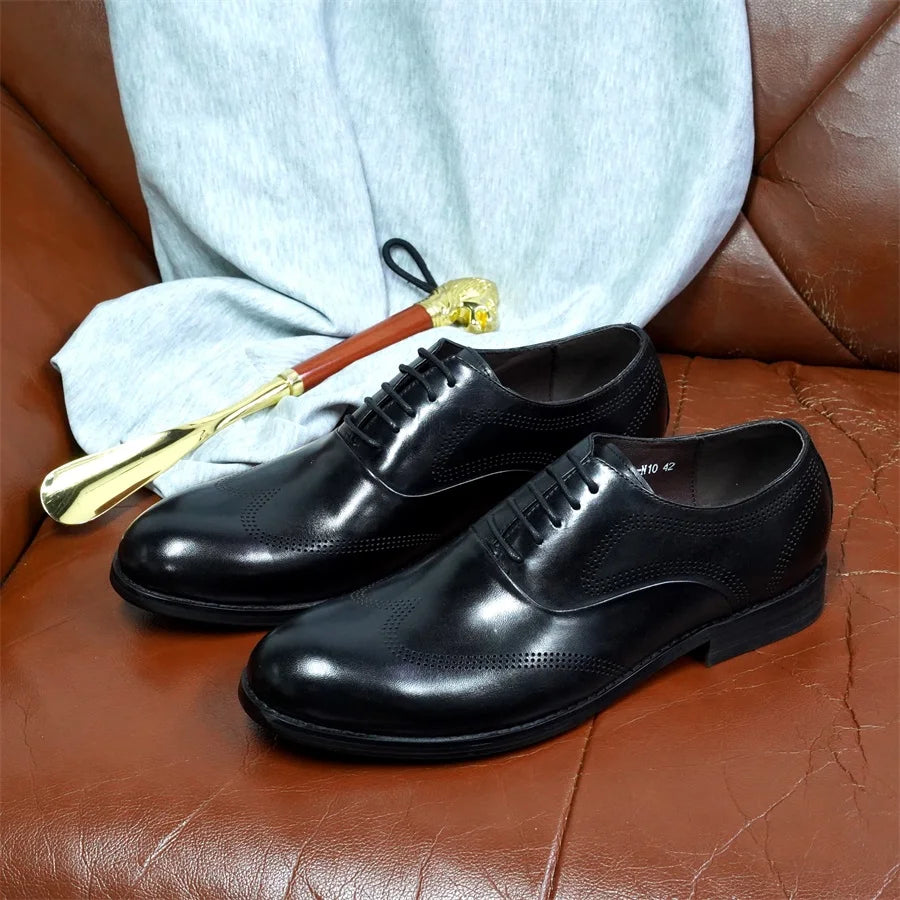 Men Dress Shoes High Quality Italian Elegant Round Toe Lace Up Shoes for Man Wedding Social Oxford dress Shoes