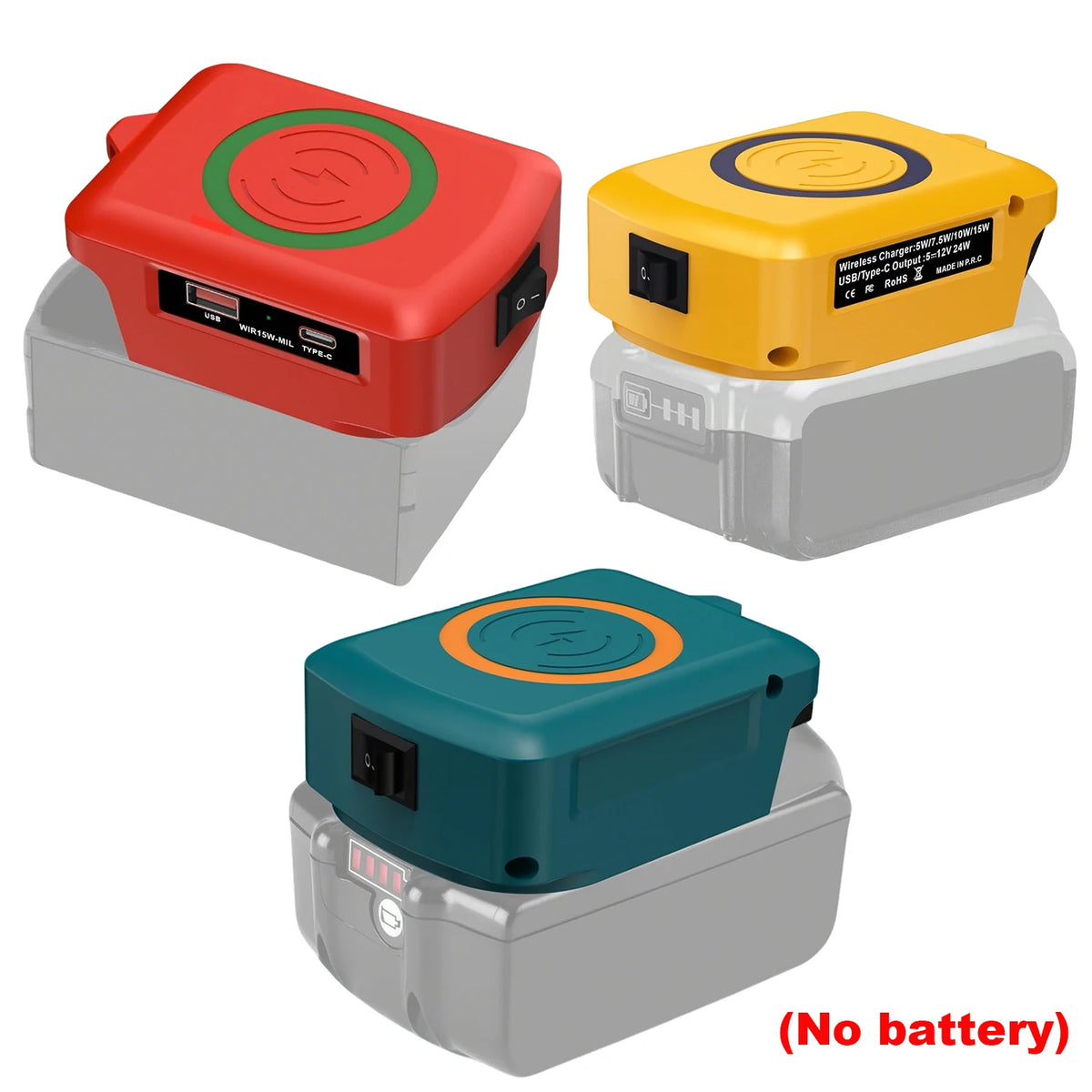 NEW Wireless Phone Charger for Makita/Dewalt/Milwaukee Li-ion Battery USB Adapter with Type-C Charges Port Portable Power Bank