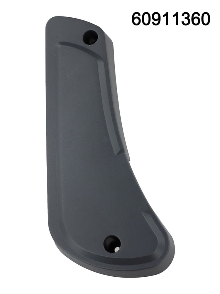 Dark gray plastic handle grip with two circular mounting holes for Fiat Ducato driver seat panel 60911360.