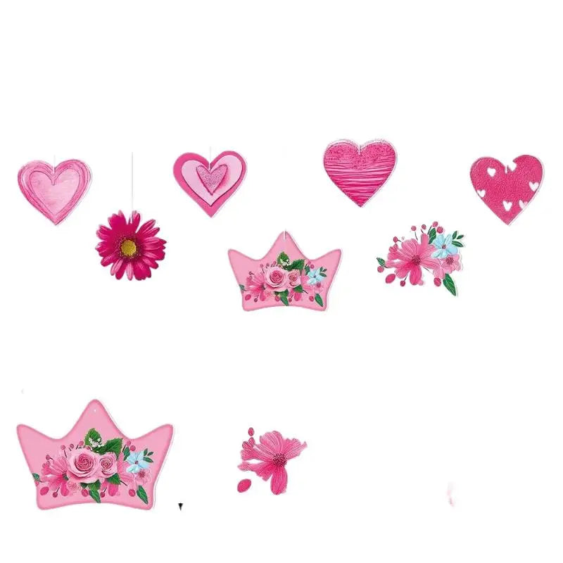 Happy Mother's Day Paper Pendant Banner Mother's Day Pink Party Decoration Heart Flower Mom Day Paper Garlands