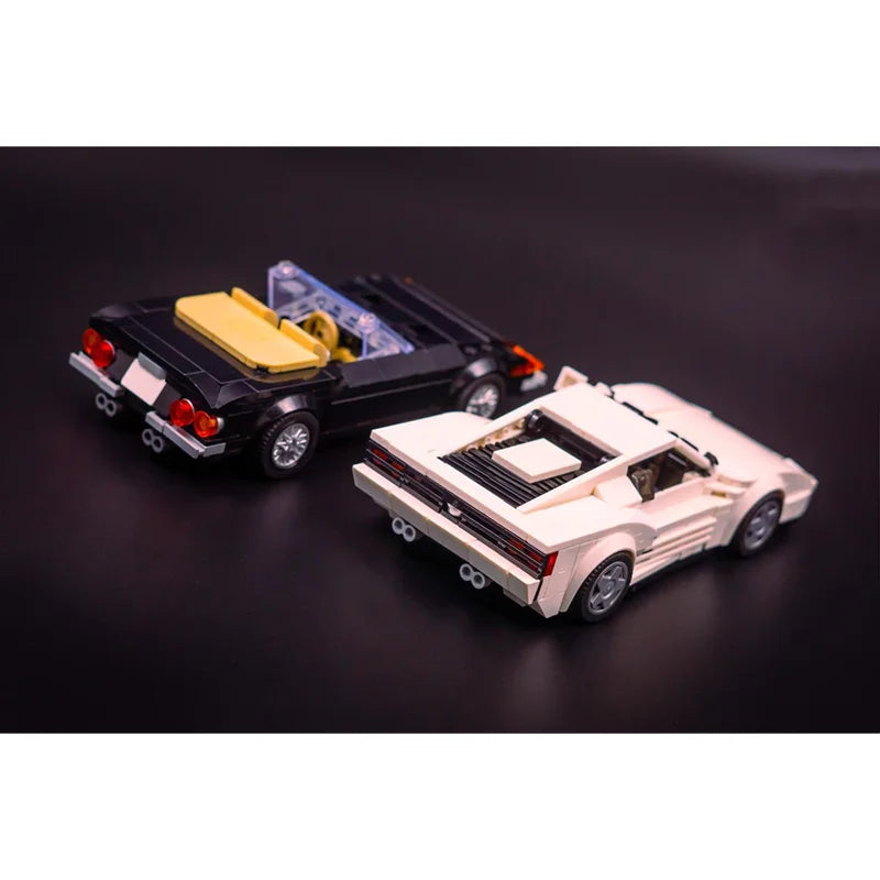 Building Block Model Car 677 Parts MOC White Black Vehicle Bundle Creative Toys For Boys Adults Children Christmas Gifts