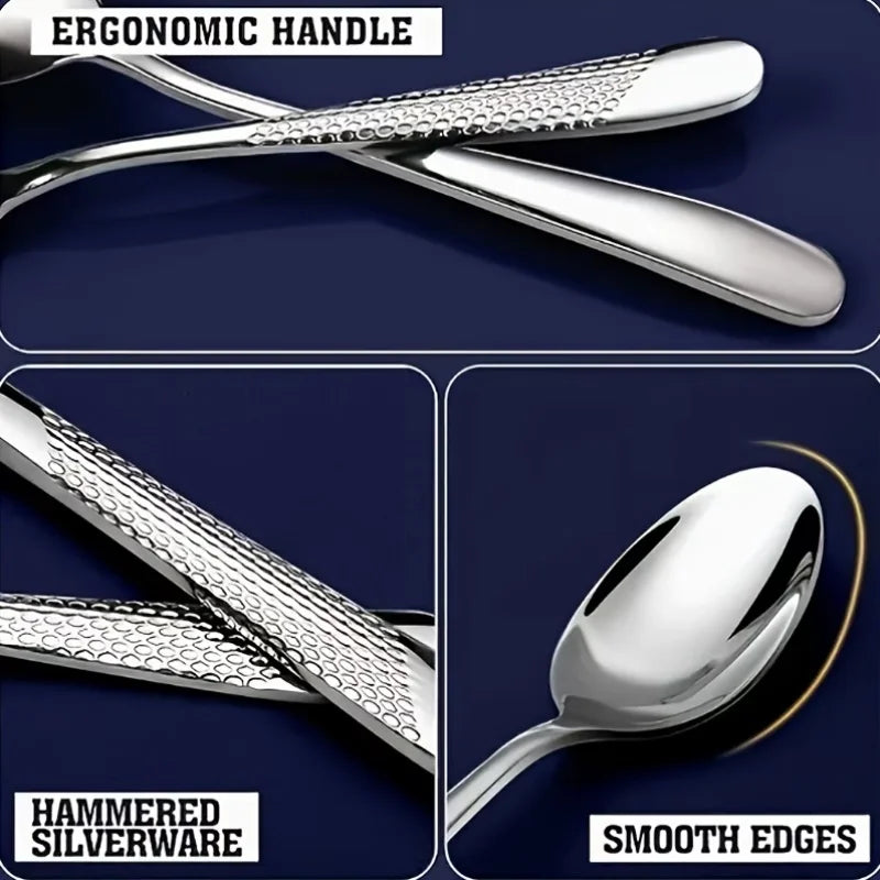 40-Piece Stainless Steel Tableware Set, Advanced Stainless Steel Kitchenware Set, Including Knives, Forks, Spoons and Tableware.