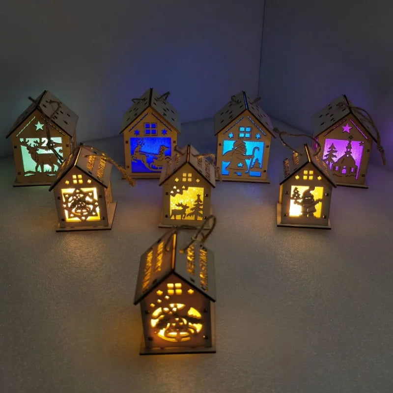 New Holiday Wooden Decorations for Christmas Houses, Wooden Cabin Ornaments, Handmade Wooden Crafts, Christmas Ornaments