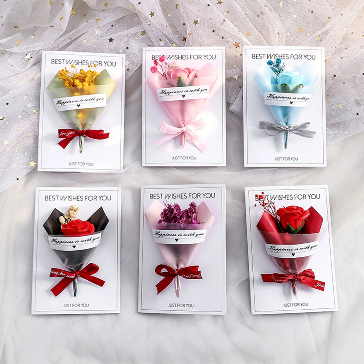 1PC Eternal Flower Valentine's Day Card Thanksgiving Mother's Day Handmade Card Creative Birthday Gift Blessing Message Card ﻿
