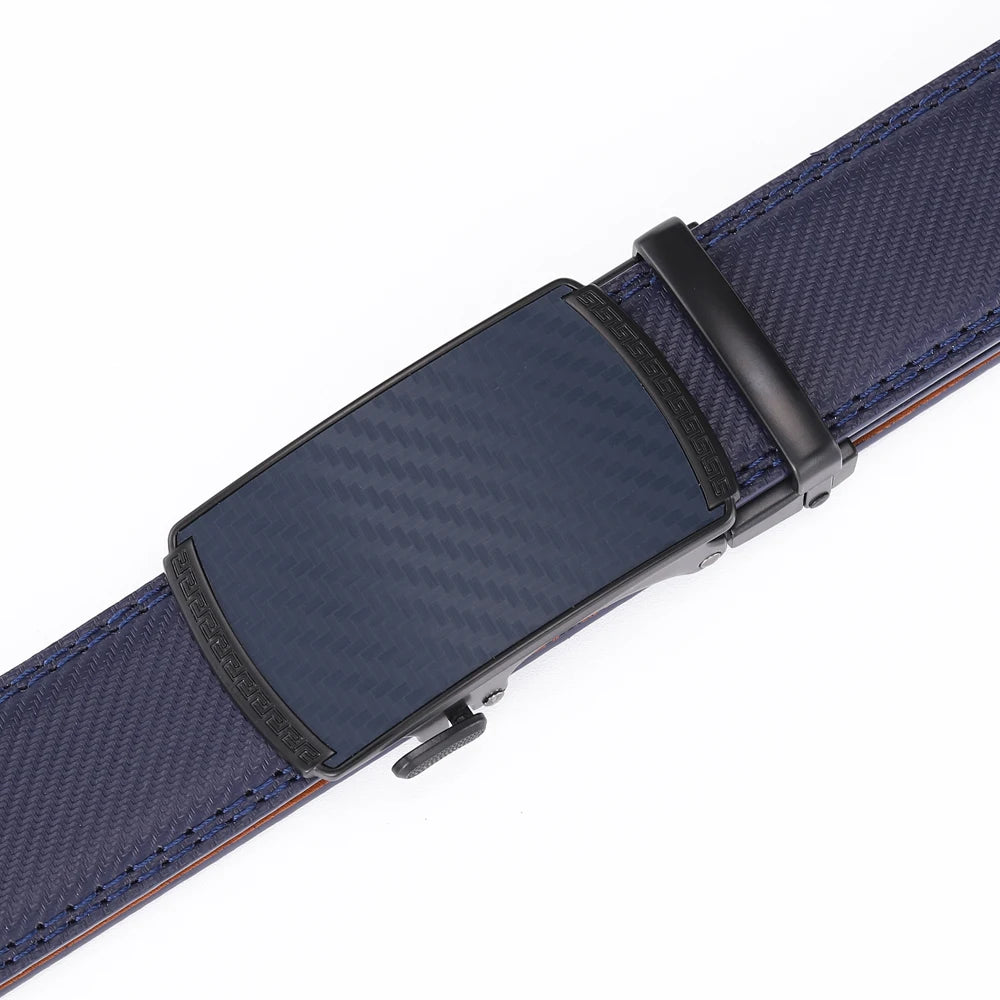 Men Leather Belt Alloy Automatic Buckle Male Belt Man Fashion Belts Genuine Leather Luxury Belts for Men Business Designer Blue