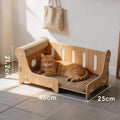 Large Wooden Cat Bed With Sisal Scratching Post Lounge Sofa Furniture For Indoor Pets Living Room Summer Cooling Pet Supplies