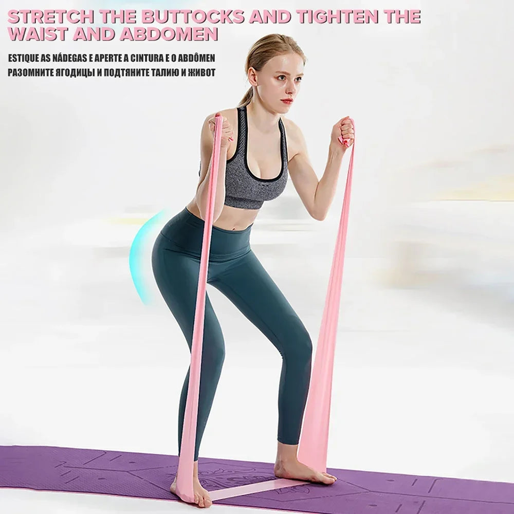 Length 200cm Yoga Pilates Stretch Resistance Band For Gym Fitness Exercise Band Training Elastic Rubber