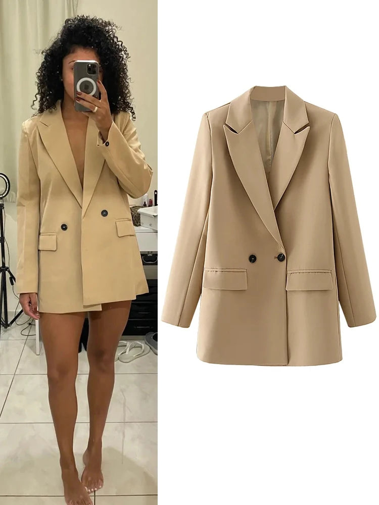 HXAO Blazer Woman Black Beige Khaki Blue Green Gray Women coat Fashion Office Wear Women's Blazers Jacket Outerwears 2024