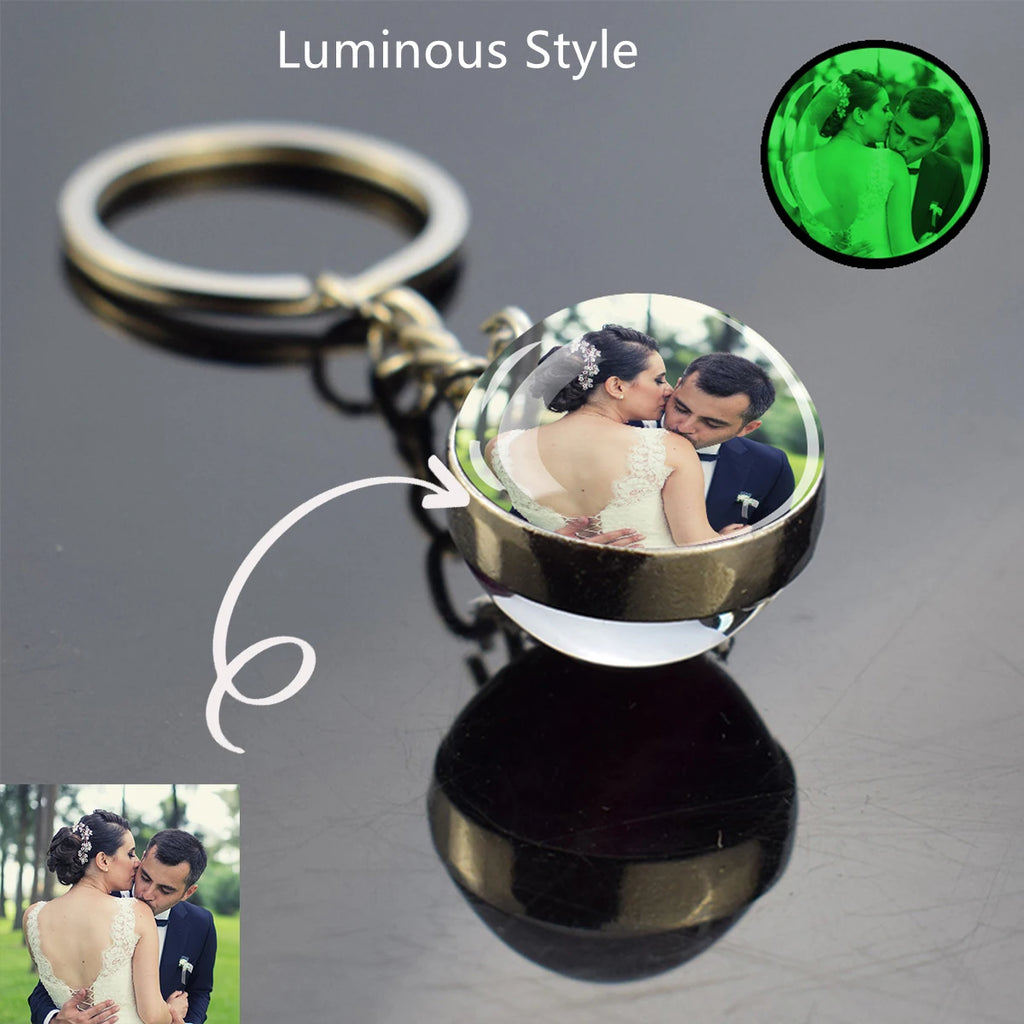 Personalized Photo Keychain Custom Gall Ball Keychain Car Keyring Purse Charm Christmas Gifts