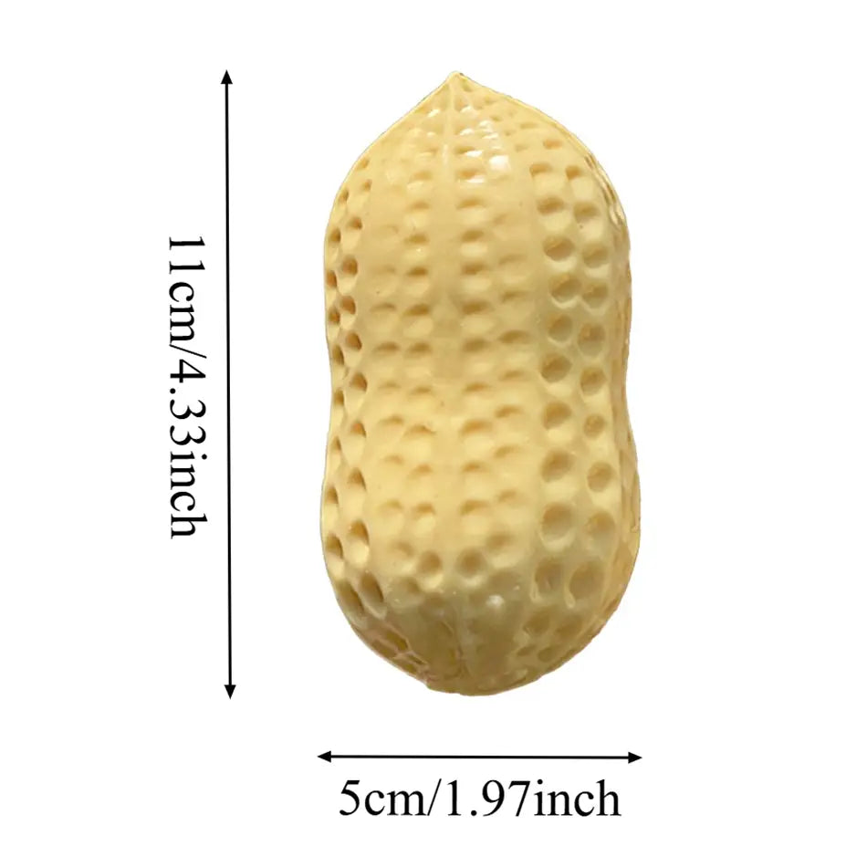 a beige textured soap ball stress relief peanut fidget toy with a glossy finish and detailed surface pattern designed for sealing area use