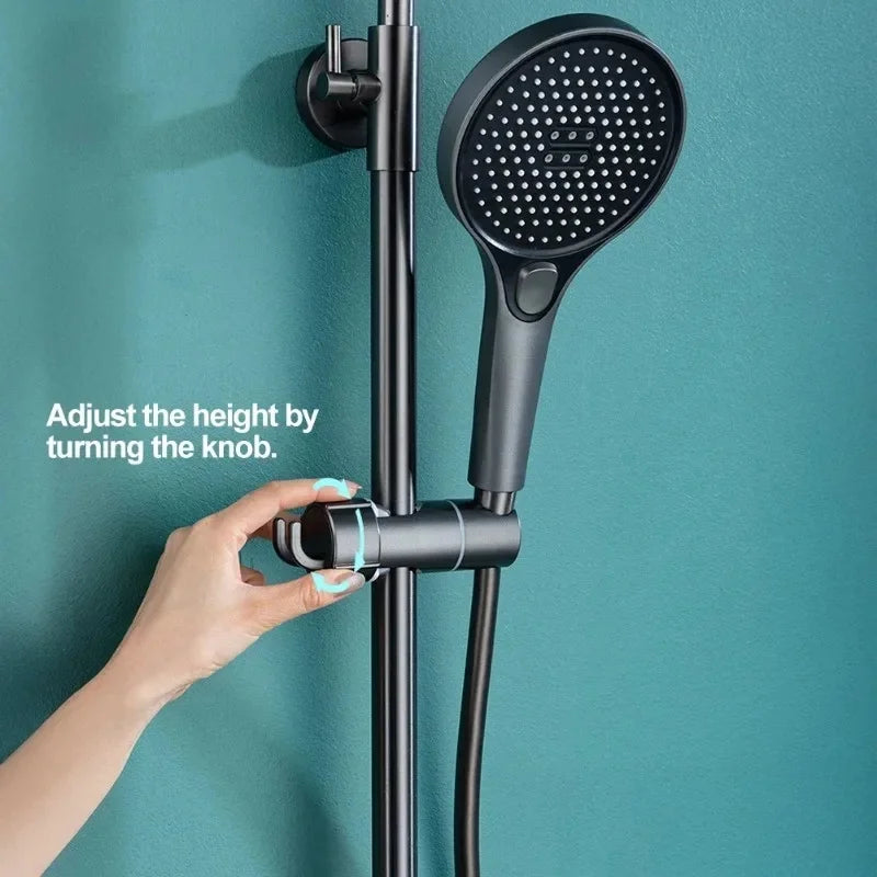 Bathroom Shower Head Holder Adjustable ABS Slide Bracket with Rotating Hook for Sliding Rail Bar Mounting Accessories