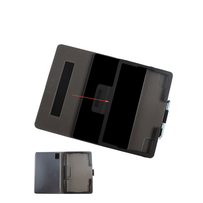black leather-style acer iconia tab p10 case with built-in stand and pen holder for secure tablet protection and convenience