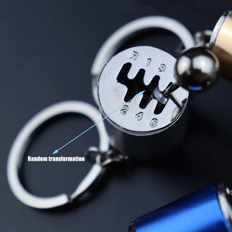 Car Gear box Keychains for Man Metal Gear Head Key Rings Manual Transmission Lever Car Refitting Keychain Car Interior Ornaments