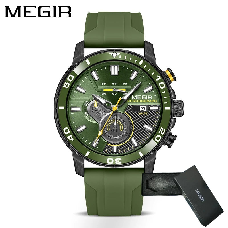 MEGIR Men Wristwatch Fashion Casual Quartz Date Watches Luxury Male Clock Chronograph Multifunctional 30M Waterproof Sport