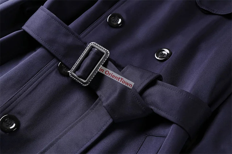 Extra Long Trench Coat for Weight 150 Kg Men British Trendy Loose Fit Man Clothing Long Jacket Double Breasted Overcoat in014