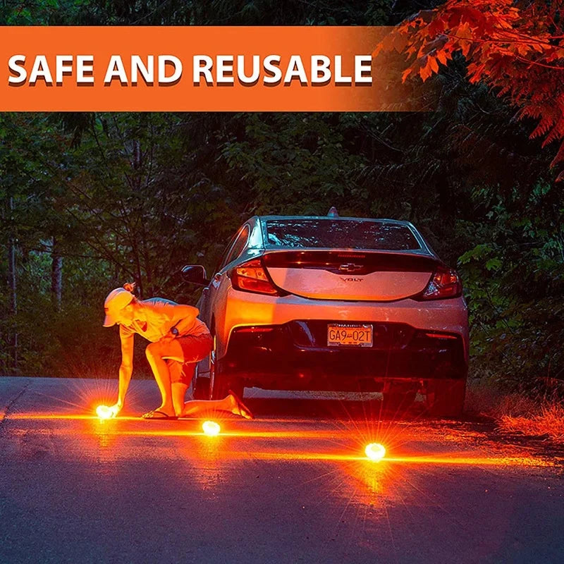 LED Road Flares Emergency Work Lights Disc Safety Flashing Roadside Magnetic Beacon Warning Light Traffic Help Flash Strobe Lamp