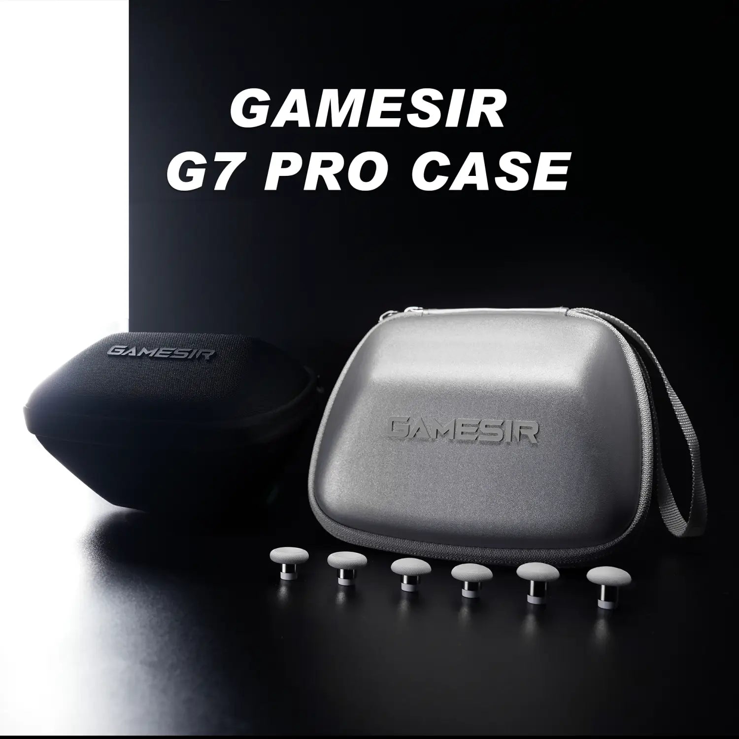 Silver textured hard-shell Gamesir G7 Pro case with matching wrist strap and embossed branding from the Gamesir G7 Magnetic Faceplate and Accessories Kit.