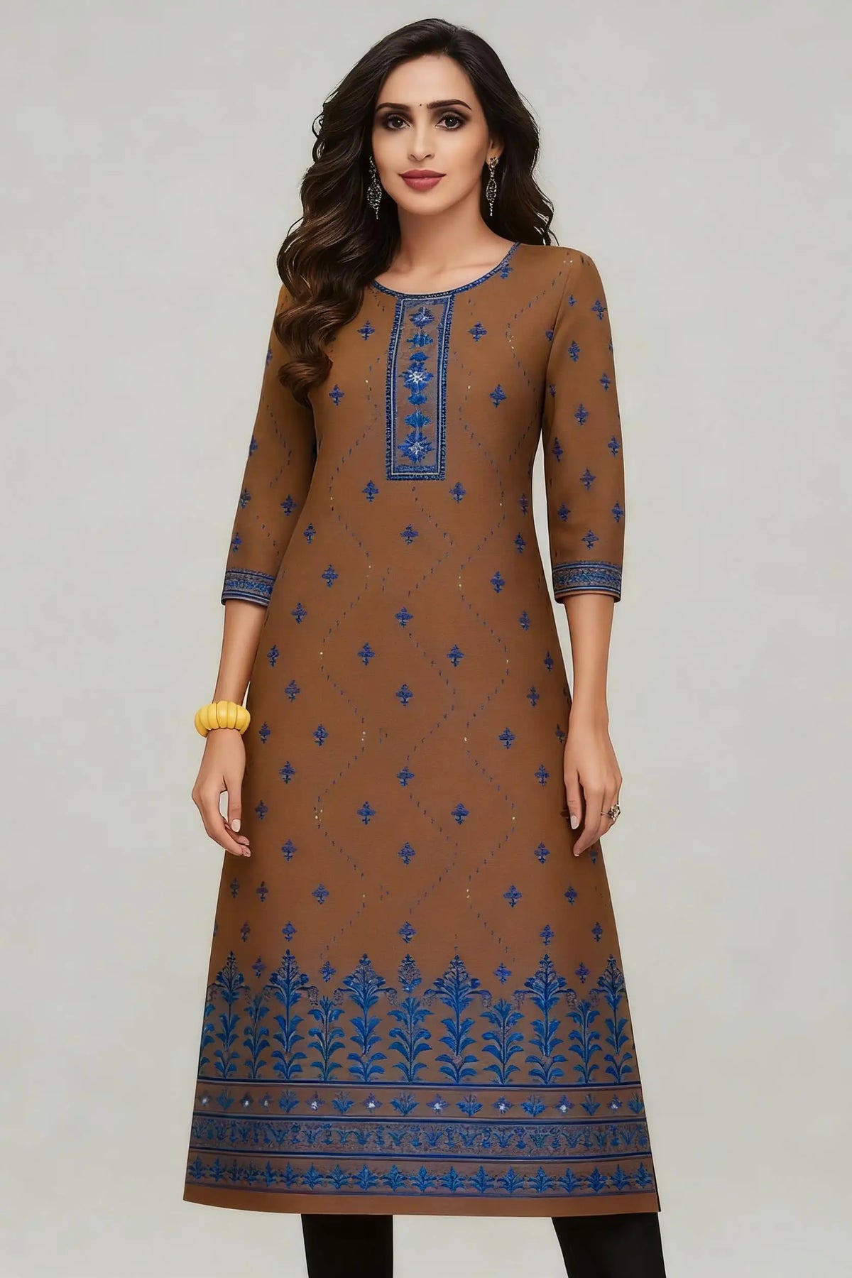 Muslim Kurtta Casual Dress Middle Eastern Straight Casual Ethnic Slit hem Mandarin Peacock National Style Caftan Turkish Abaya