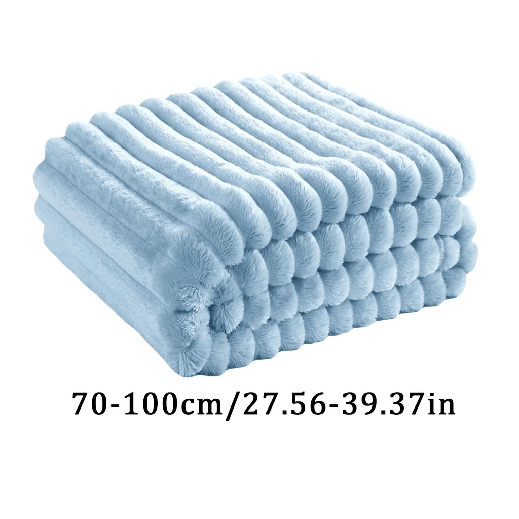 Household Living Room Bedroom Soft Blanket Solid Color Cozy Smooth Quilt With Stripe Family Commonly Used Stay Warm Beddings