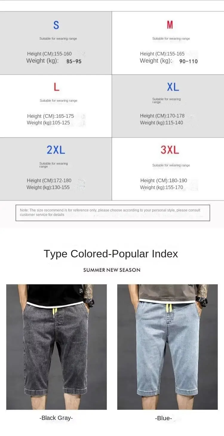 Shorts en denim ample pour homme noir, gris et bleu, avec une conception décontractée de nouvelle saison adaptée aux vêtements de travail.