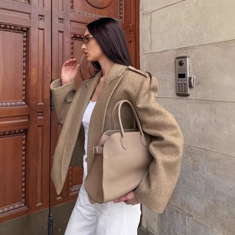 Women Wool Short Coats Jackets Blends Turn Down Collar Coat Thick Warm Y2k Streetwear Jacket Work Outerwear Autumn Winter