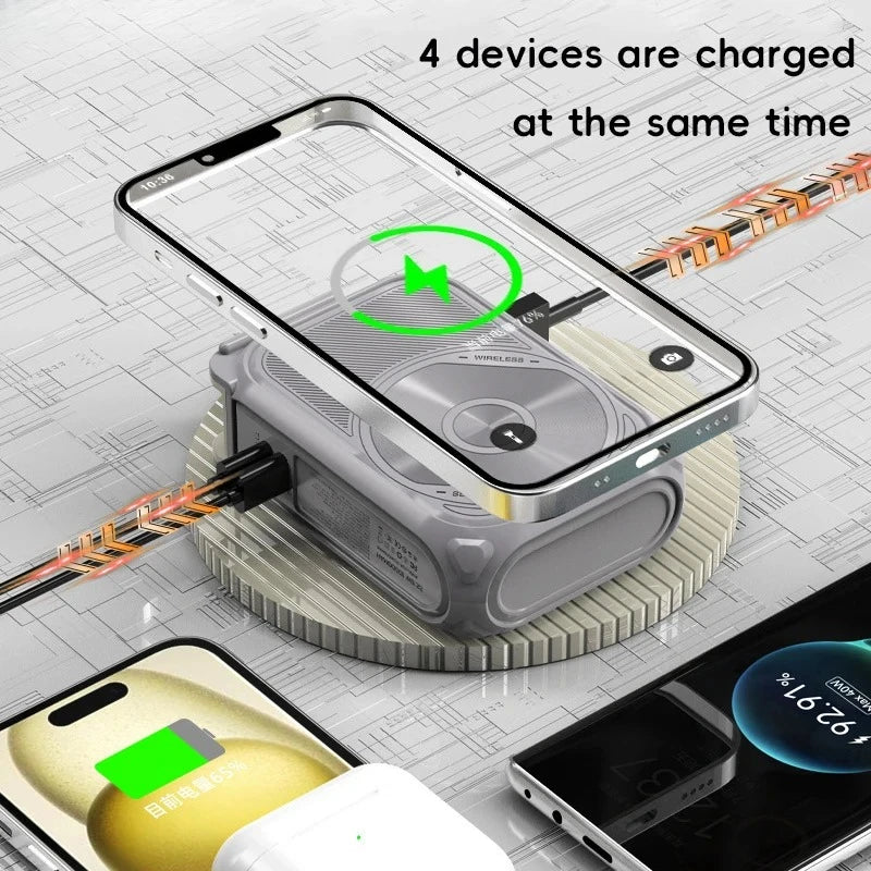 20000mAh Magnetic Power Bank with Plug Phone Holder Multifunctional PD22.5W Wireless Fast Charging for IPhone Magsafe Powerbank