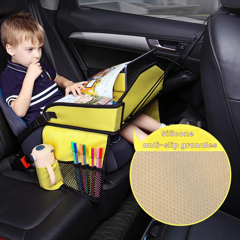 Kids Travel Tray for Toddler & Kids Car Seat, Lap Tray for Airplane, Carseat Table Tray with Organizer for Road Trip Activities