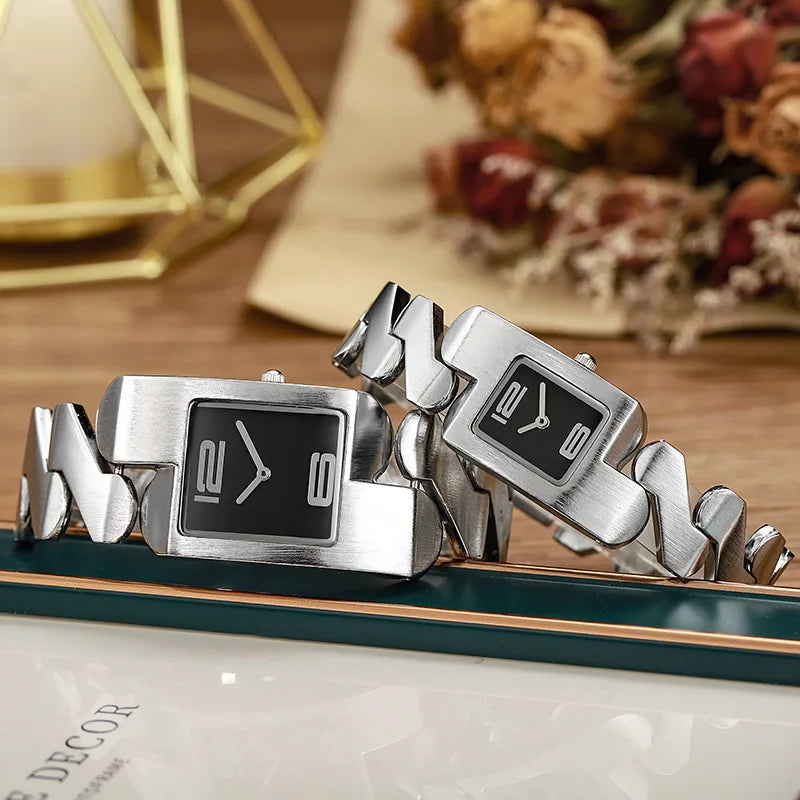 Fashion Leisure Business Watches for women Quartz Women Watch Simple Elegant Square Dial Gold Stainless Steel Strap Waterproof