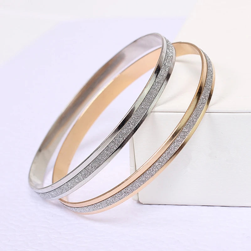 Matte Bangles Fashion Double Ring Bracelet Female Metal Bracelet  New Fashion Korean Jewelry Wholesale - A Single Price