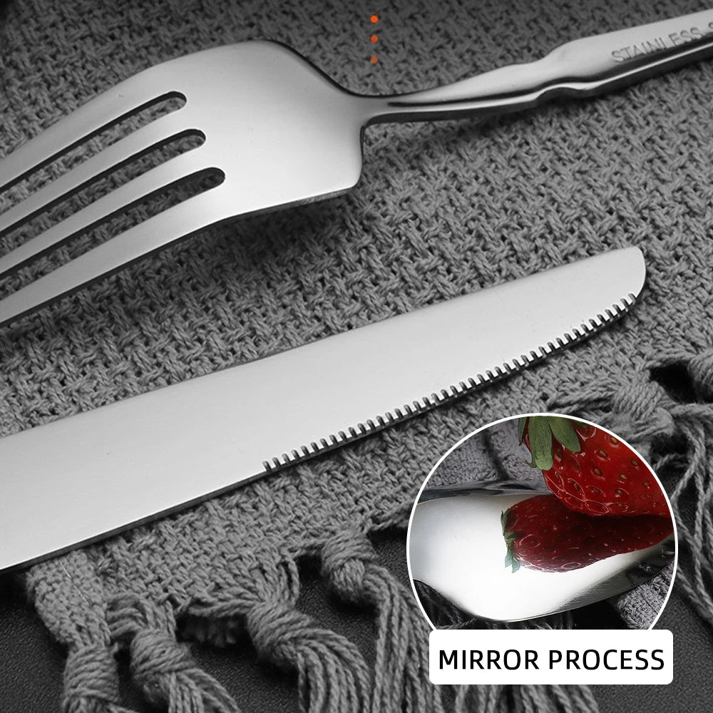 24pcs Cutlery Set Stainless Steel Tableware Knife Fork Coffee Spoons Dinnerware Dishwasher Safe Dinner Cutlery
