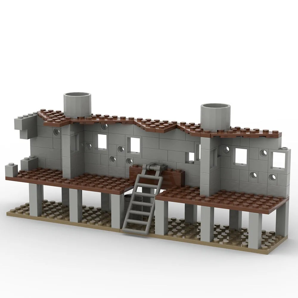 Building Blocks Military Base Ruins Combat Scene Destroyed House Architecture Model DIY Construction Toys For Boys