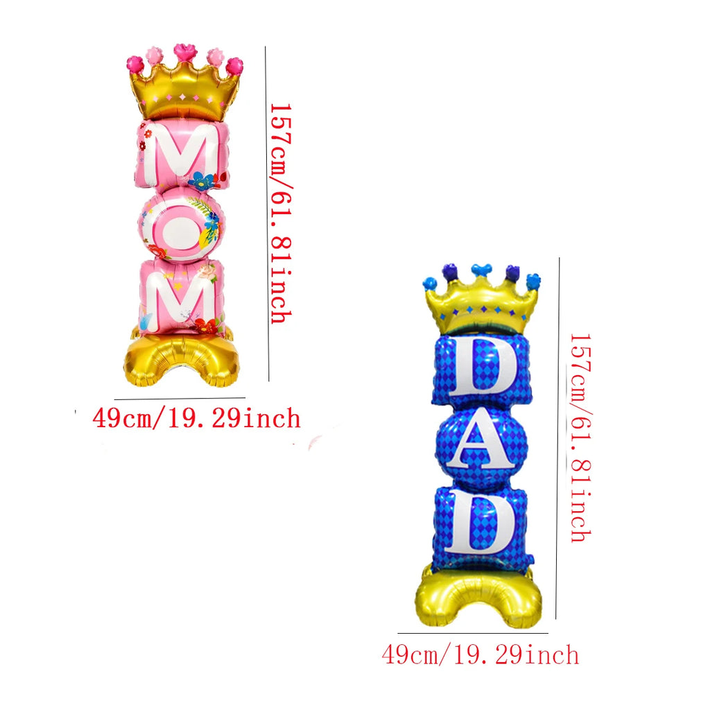 1pc stand Crown MOM DAD Foil Balloons Best Dad Father's Day Balloon Mother's Day Father's Day Decorations